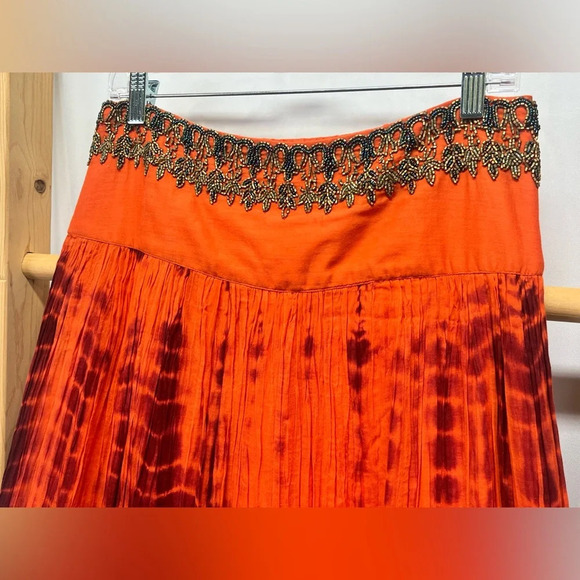 SOFT SURROUNDINGS Orange tie dye embellished waist maxi skirt size S. - Picture 3 of 11